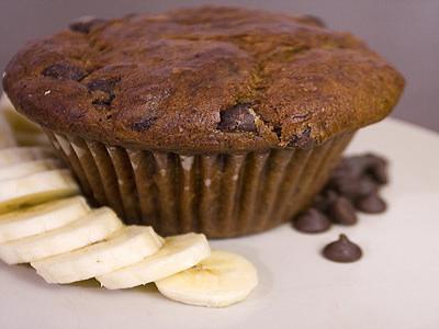 Muffin de chocolate e banana